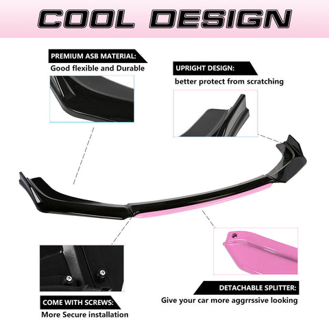 Xotic Tech Front Bumper Lip Chin Spoiler Splitter Diffuser Protector Body Kit Compatible with Honda Accord Civic or Volkswagen MK5 MK6 MK7 or Kia Optima or Mitsubishi Lancer, 4pcs
