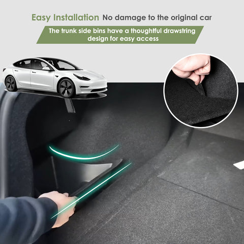 Rear Trunk Storage Bins Side Box with Lids For Tesla Model 3 Highland 2024-up