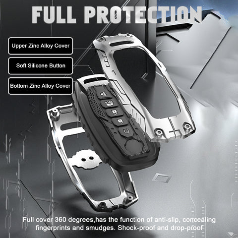x xotic tech Mech Style Heavy Metal Key Fob Cover Compatible with Nissan Kicks Sentra Versa Rogue Pathfinder 2023 2024 2025, Zinc Alloy Key Case Protector Shell Keychain