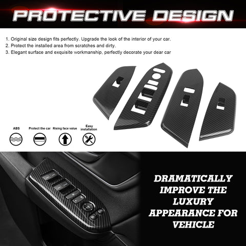 Carbon Fiber Black Inner Window Switch Panel Cover Trim For Honda CR-V 2017-2022