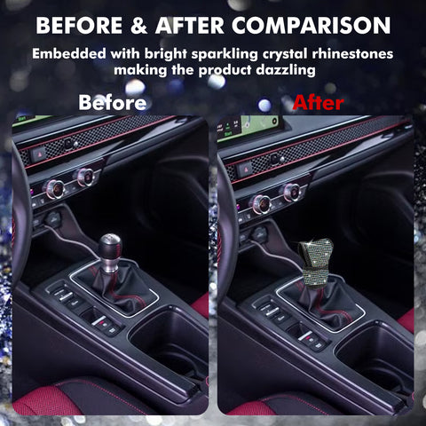 Bling Rhinestone Leather Auto Gear Shift Knob Protective Cover Universal Fit