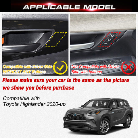 x xotic tech Interior Door Handle Bowl Cover Compatible with Toyota Highlander 2020-up ABS Car Decoration Interior Accessories (Carbon Fiber Style) 4Pcs/Set
