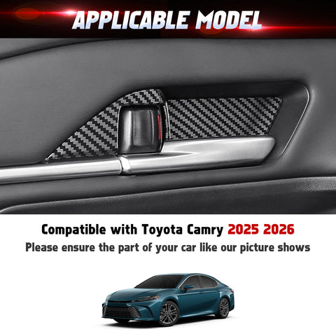 Carbon Fiber Pattern Interior Door Handle Bowl Cover For Toyota Camry 2025 2026