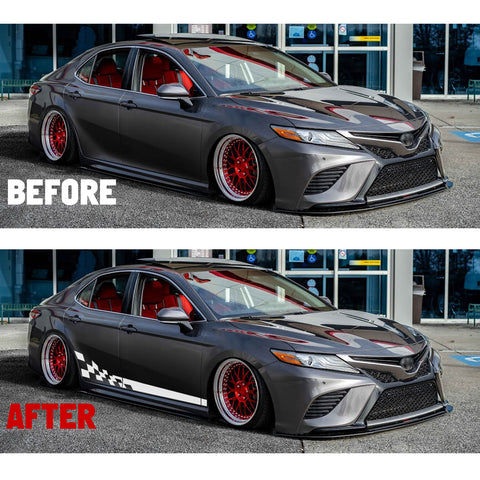 78" Reflective Car Door Body Side Door Vinyl Stripe Graphic Decal Sticker Colorful Checkered Racing Flag Style 2Pcs