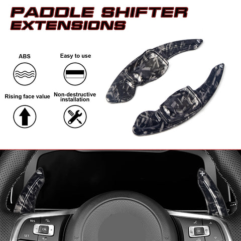 Black Forged Pattern Steering Wheel Paddle Shifter Extension For VW Golf Beetle
