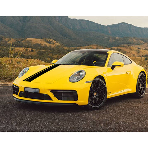 Xotic Tech Left Side Vinyl Stripe Car Body Decal Racing Rally Sporty Sticker for Porsche 911 Macan Cayenne Hood Roof Rear Trunk Black