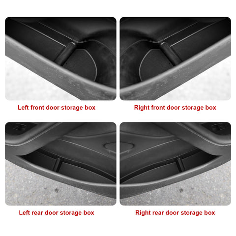 4PCS/Set Door Side Handle Slot Armrest Storage Box Organizer Holder Tray Front and Rear Accessories Compatible with Tesla Model 3 2016-2023