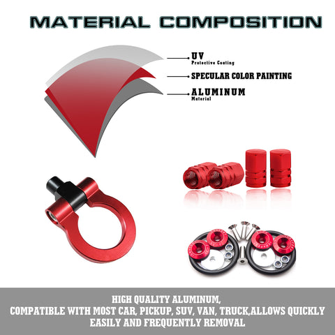 Blue Tow Hook+Tire Valve Stem+Quick Release Fasteners For Subaru Impreza 2017+