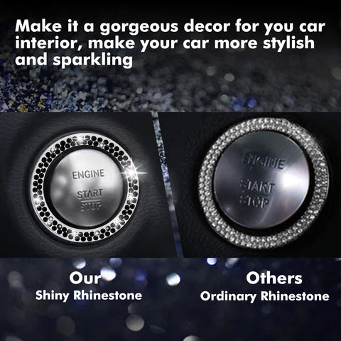 1/2 Packs Bling Diamond Car Engine Start Stop Button Surround Decor Ring Cover