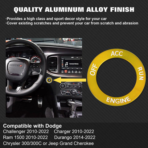 Red Engine Start Stop Button Switch Ring Cover Trim For Dodge Charger 2010-2022