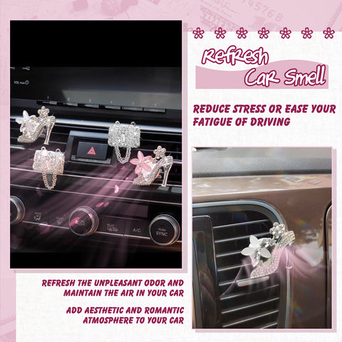 Bling Car Air Fresheners Rhinestone Diffuser Vent Clips Decor Universal Fit