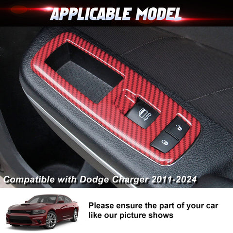 Carbon Fiber Look Window Lift Switch Button Cover For Dodge Charger Durango RAM