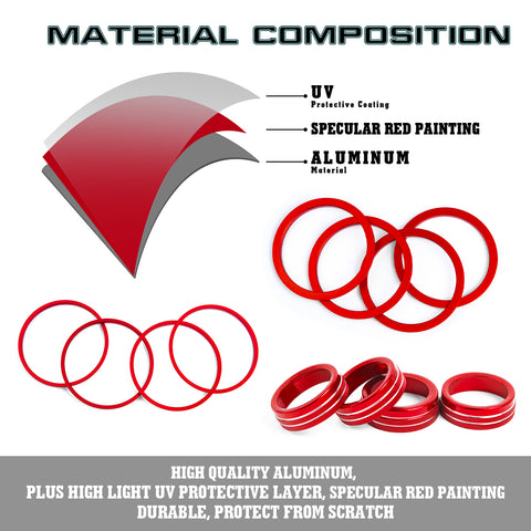 Red Air Vent Outlet + AC Climate Knob Decor Cover For Toyota Tacoma 2016-2023