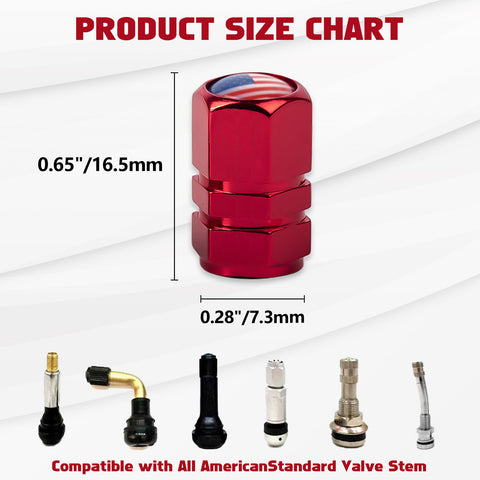 x xotic tech 4pcs American Flag Tire Valve Stem Cover Caps Anodized Aluminum Alloy, Corrosion Resistant Leak-Proof Wheel Valve Cap Set, Universal for Cars Trucks Motorcycles SUVs