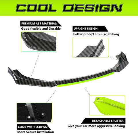 Xotic Tech Front Bumper Lip Chin Spoiler Splitter Diffuser Protector Body Kit Compatible with Honda Accord Civic or Volkswagen MK5 MK6 MK7 or Kia Optima or Mitsubishi Lancer, 4pcs