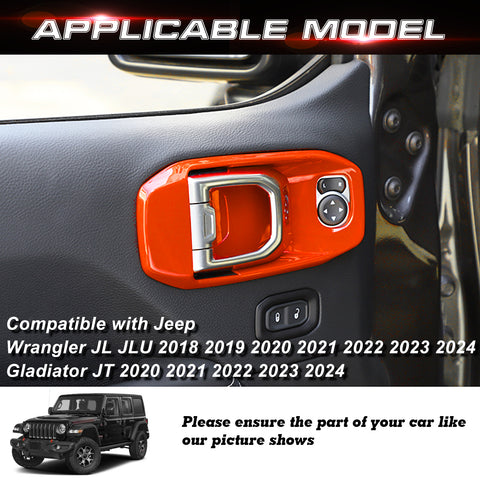 x xotic tech Door Handle Bowl Cover Decor Trim for Jeep Wrangler JL JLU 2018-up Gladiator JT 2020-up Interior Accessories(4Pcs)