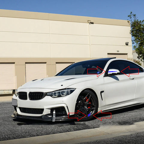 Auto Universal Fit Racing Style 4Pcs Front Hood Fender Double Hash Stripe Stickers + 6Pcs Reflective Wheels Rim Safety Warning Stickers+ 4Pcs Rearview Mirror Slash Mark Decals Set