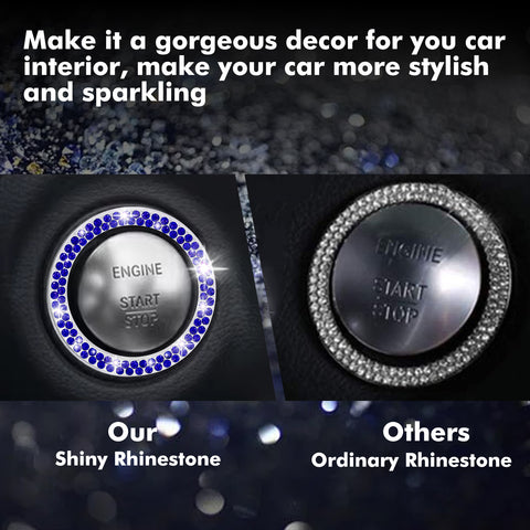 1/2 Packs Bling Diamond Car Engine Start Stop Button Surround Decor Ring Cover