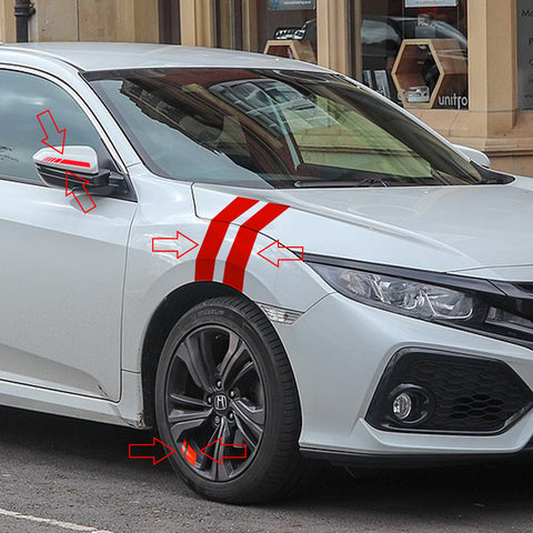 Universal For Auto Front Fender Hood + Rearview Mirror + Wheels Hub Rim Stickers