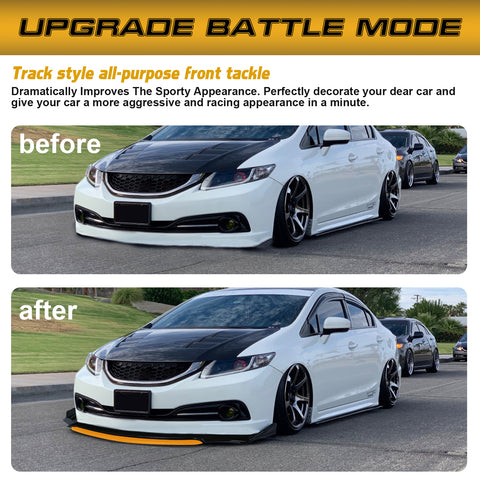 Xotic Tech Front Bumper Lip Chin Spoiler Splitter Diffuser Protector Body Kit Compatible with Honda Accord Civic or Volkswagen MK5 MK6 MK7 or Kia Optima or Mitsubishi Lancer, 4pcs