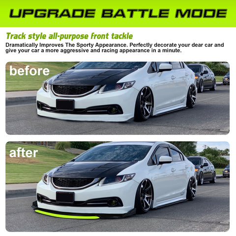Xotic Tech Front Bumper Lip Chin Spoiler Splitter Diffuser Protector Body Kit Compatible with Honda Accord Civic or Volkswagen MK5 MK6 MK7 or Kia Optima or Mitsubishi Lancer, 4pcs