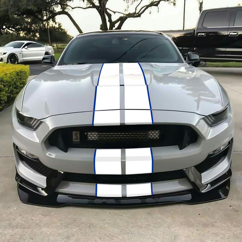 Xotic Tech Glossy Vinyl Racing Stripe Car Hood Graphics Decal Sticker for Hood Roof Rear Trunk Decoration Compatible with Ford Mustang 2015-up