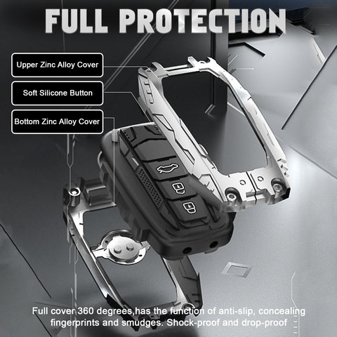 x xotic tech Mech Style Heavy Metal Key Fob Cover Compatible with Toyota Venza Sienna Tundra RAV4 Land Cruiser Corolla Highlander Camry, Zinc Alloy Key Case Protector Shell Keychain(E-Style)