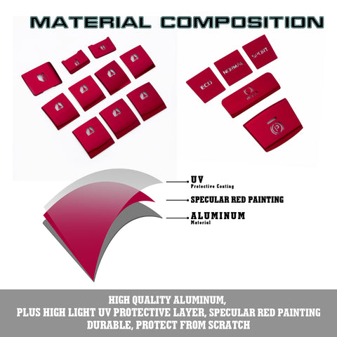 Red P Brake Hold + Window Switch Sticker Cover Combo Trim For Toyota Camry 2018+