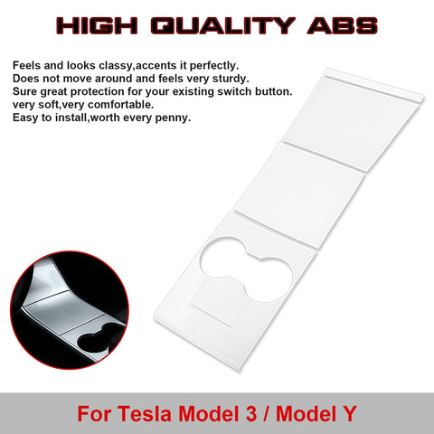 For Tesla Model 3 Y 2017-20 White Center Console Stripe Cup Holder Molding Trim