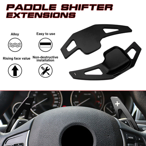 Black Large Paddle Extended Shifter Trim For BMW X1 X2 X3 X4 X5 F25 F26 F39 F48