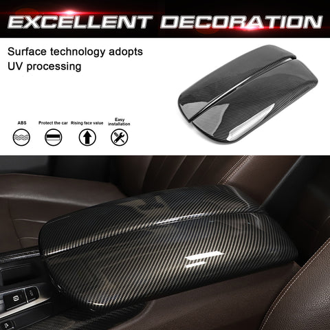 Xotic Tech Carbon Fiber Color Car Interior Center Armrest Box Cover, 2PCS Console Storage Box Protect Armrest Covers Trim Accessories Compatible with BMW X5 F15 F85 2014-2018 X6 F16 F86 2015-2019