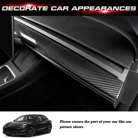 Center Console Dashboard Panel Trim, Glossy Carbon Fiber Pattern, Compatible with Tesla Model 3 2017-2023 & Model Y 2020-up