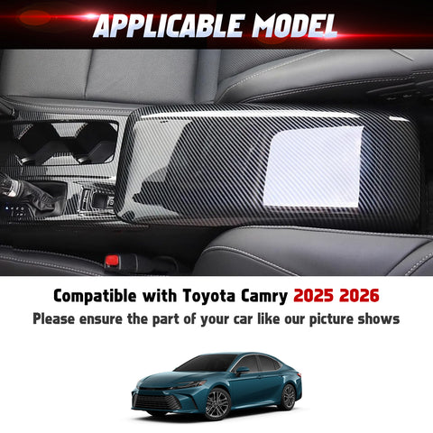 Carbon Fiber Look Center Console Armrest Box Cover Trim For Toyota Camry 2025-up