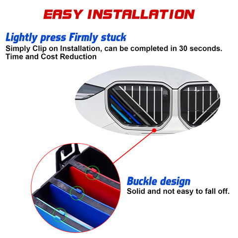Tri-Colored Front Center Kidney Grille Strips Clip Cover For BMW X3 G45 2025-up