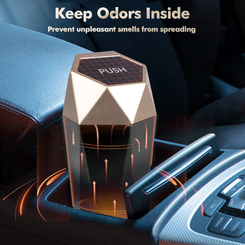 Leak-proof Car Trash Can w/Lid Pop up Waste Litter Storage Holder Bin Combo Kit