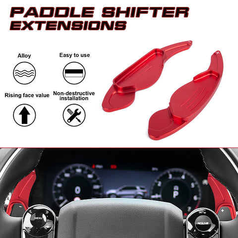 Red Aluminum Paddle Shifter Extension For Jaguar F-Pace E-Pace XE XF Land Rover
