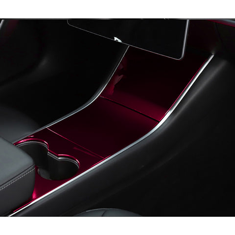 Carbon Fiber Pattern / Red ABS Chrome Plating / White ABS Chrome Plating Center Console Cup Holder Panel Trim for Tesla Model 3 2017-2020