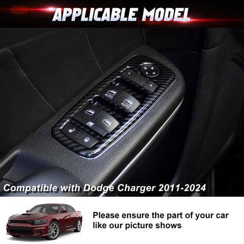 Carbon Fiber Look Window Lift Switch Button Cover For Dodge Charger Durango RAM