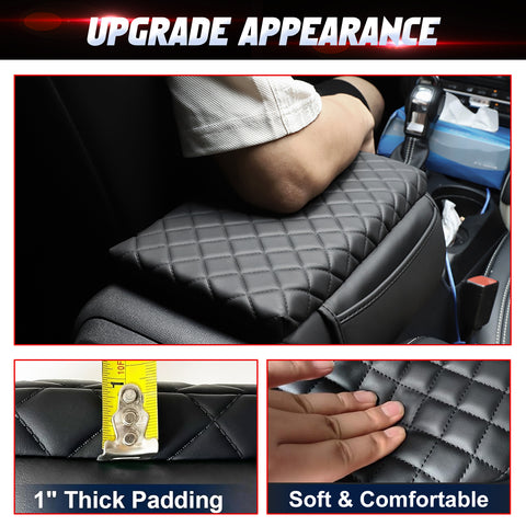 x xotic tech Center Console Cover Compatible with Ford Bronco Accessories 2021 2022 2023 2024 2025 2/4-door, Prevent Dog Scratches Leather Armrest Cover Pad Protector with Side Pockets Storage Bag Interior Accessories