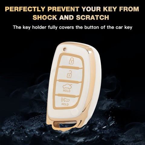 2X White TPU Full Cover Remote Key Fob Cover For Hyundai Elantra Ioniq Sonata