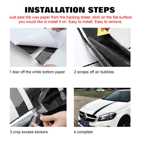 Xotic Tech Left Side Vinyl Car Decal Sporty Stripe Decor Sticker for Mercedes Benz C Class Hood Roof Rear Trunk Black