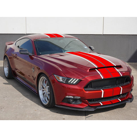 Xotic Tech Glossy Vinyl Racing Stripe Car Hood Graphics Decal Sticker for Hood Roof Rear Trunk Decoration Compatible with Ford Mustang 2015-up