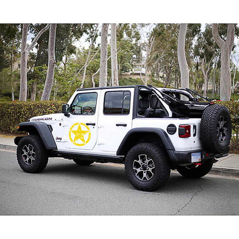 For Jeep Front Hood Sticker - Black/ White/ Yellow Army Military Star Vinyl Graphic Decal for Car Body Trunk Side Fender Door Bumper