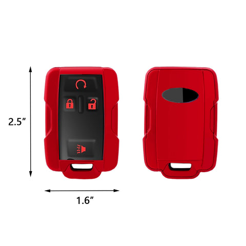 Xotic Tech Red TPU Remote Key Fob Cover Case w/Face Panel Compatible with GMC Sierra Yukon Canyon Cadillac or Chevrolet Silverado 1500 2500HD 3500HD Colorado (Fit the 4/5/6 button)