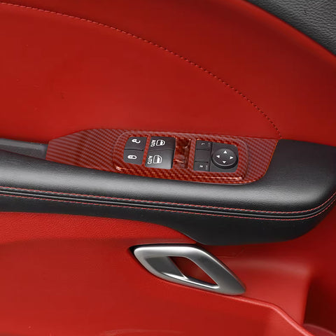 Window Lift Trim Door Lock Switch Panel Cover Compatible with Dodge Challenger 2015-up Interior Accessories Decoration 2Pcs/Set