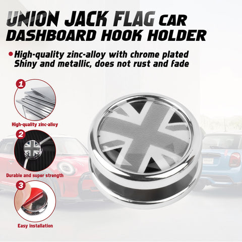 x xotic tech Hanger Stick on Car Dashboard Hook Holder Sticky Wall for Mask Key Fob USB Earphone Cable Sunglasses Compatible with Mini Cooper Accessories Universal (2 Pack, Union Jack Flag)