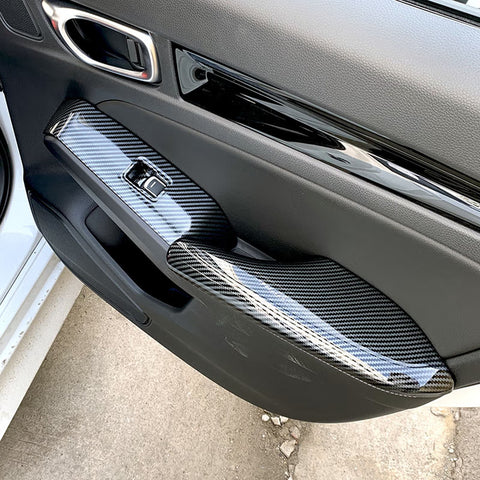 Carbon Fiber Look Door Side Window Switch Panel Cover For Honda Civic 2022-23