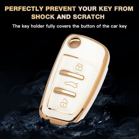 2X TPU Full Cover Flip Smart Key Fob Cover For Audi A1 A3 A4 A6 A8 Quattro