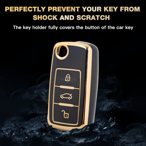 2X White TPU Full Cover Flip Remote Key Fob Cover For VW Tiguan Golf GTI Passat