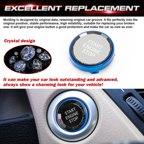 Crystal Blue Engine Start Stop Switch Button Cover For BMW 3 Series E90 E91 E92